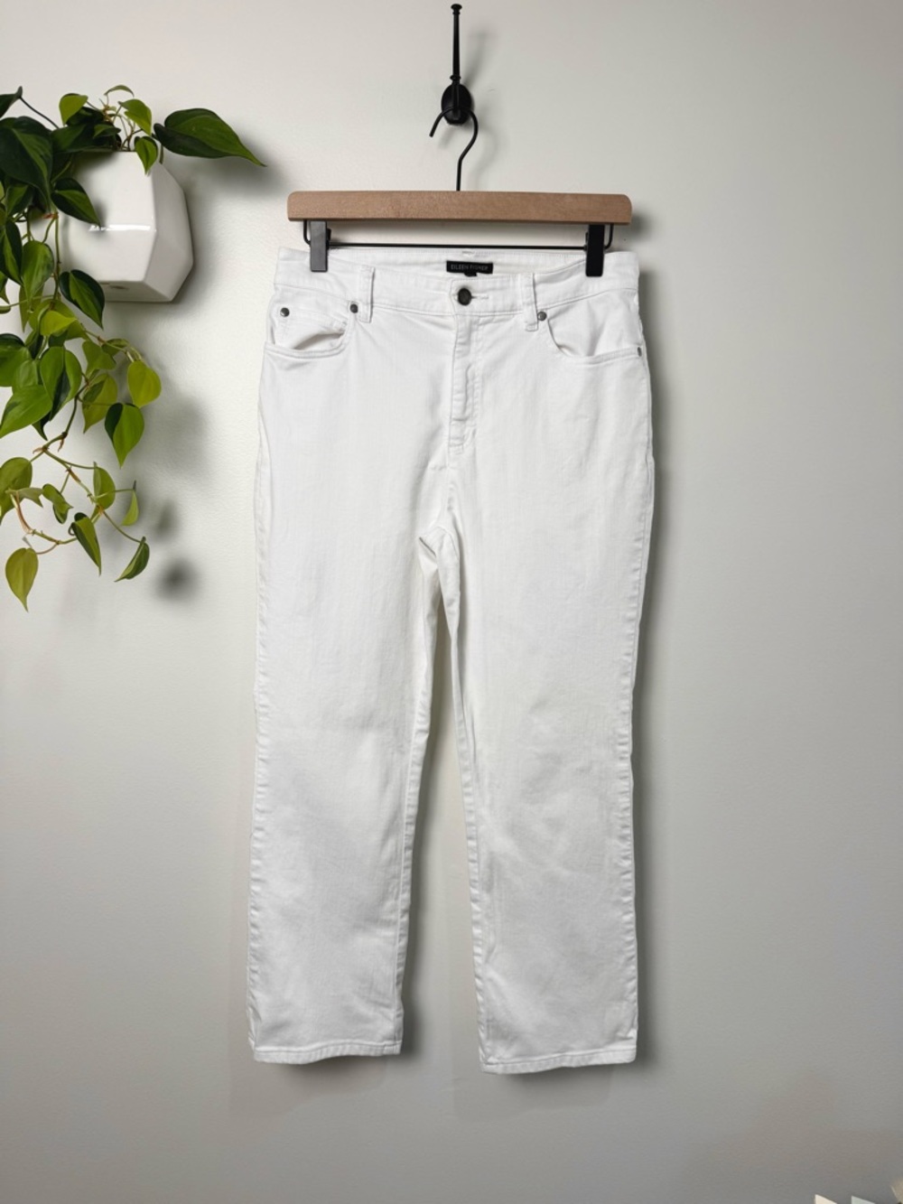 Eileen Fisher White Cropped Straight Jeans Organic Cotton Size 6 Minimalist